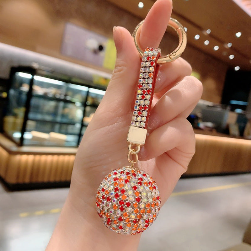 Creative Gifts Korea Artificial Diamond Crystal Ball Car Key Chain Stick Diamond Key Ring