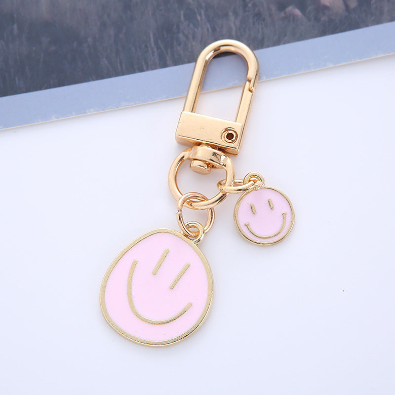 Cute Smile Face Keychain Happy Kawaii Alloy Key Chain Ring